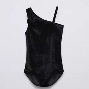 Zara Girls Black Velvet Bodysuit(Size 11-12yrs)New Without Tag
